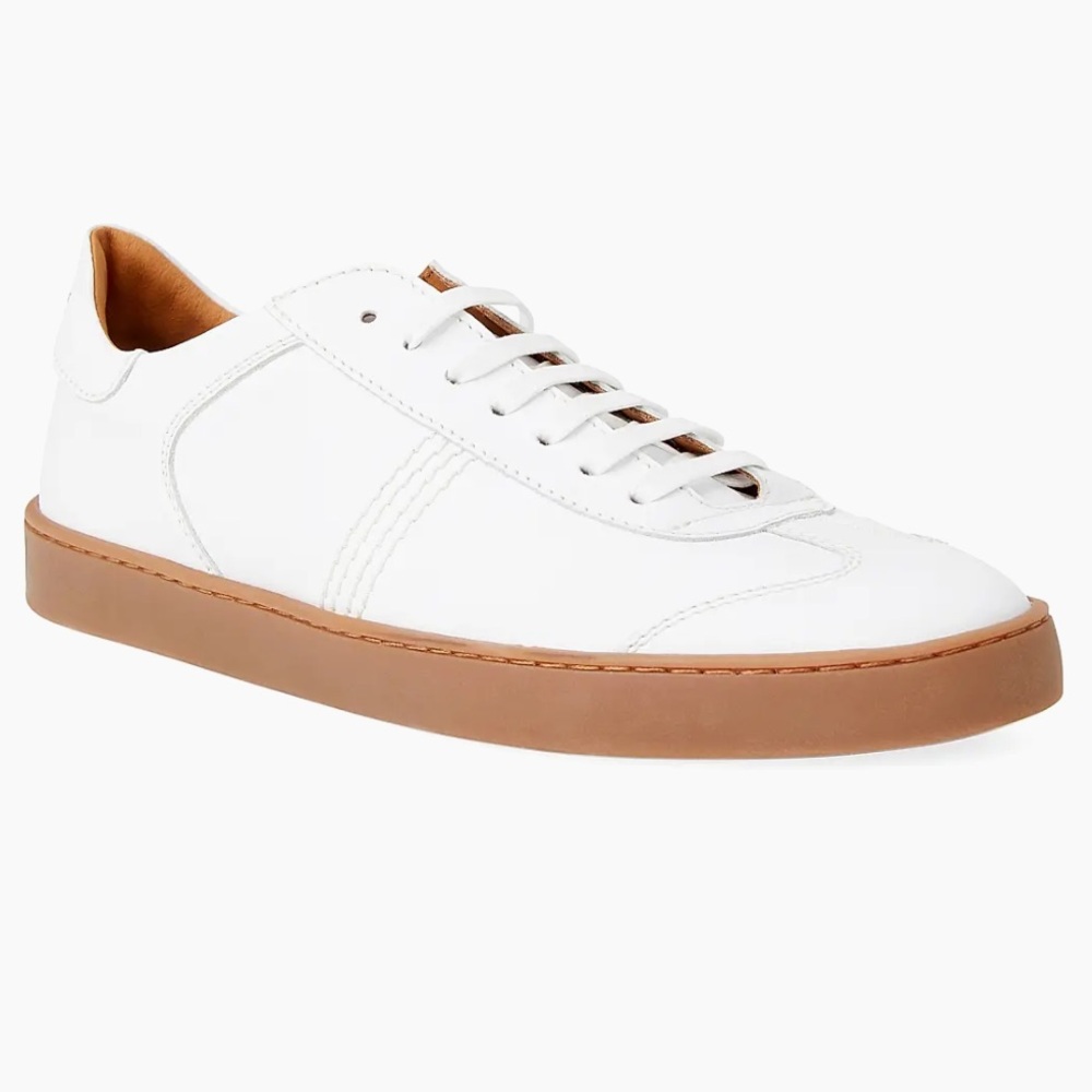 New! Men’s Bruno Magli Bono Low-Top White Leather Sneakers Made Italy Size 9